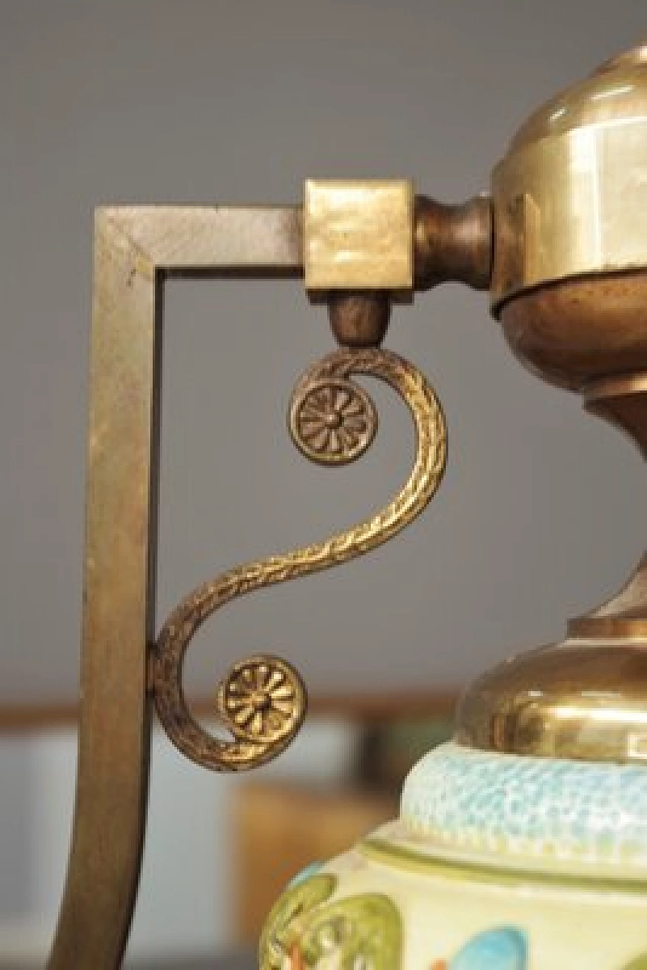 Lampadario in ceramica, vetro e ottone di Bassano, anni '50 2