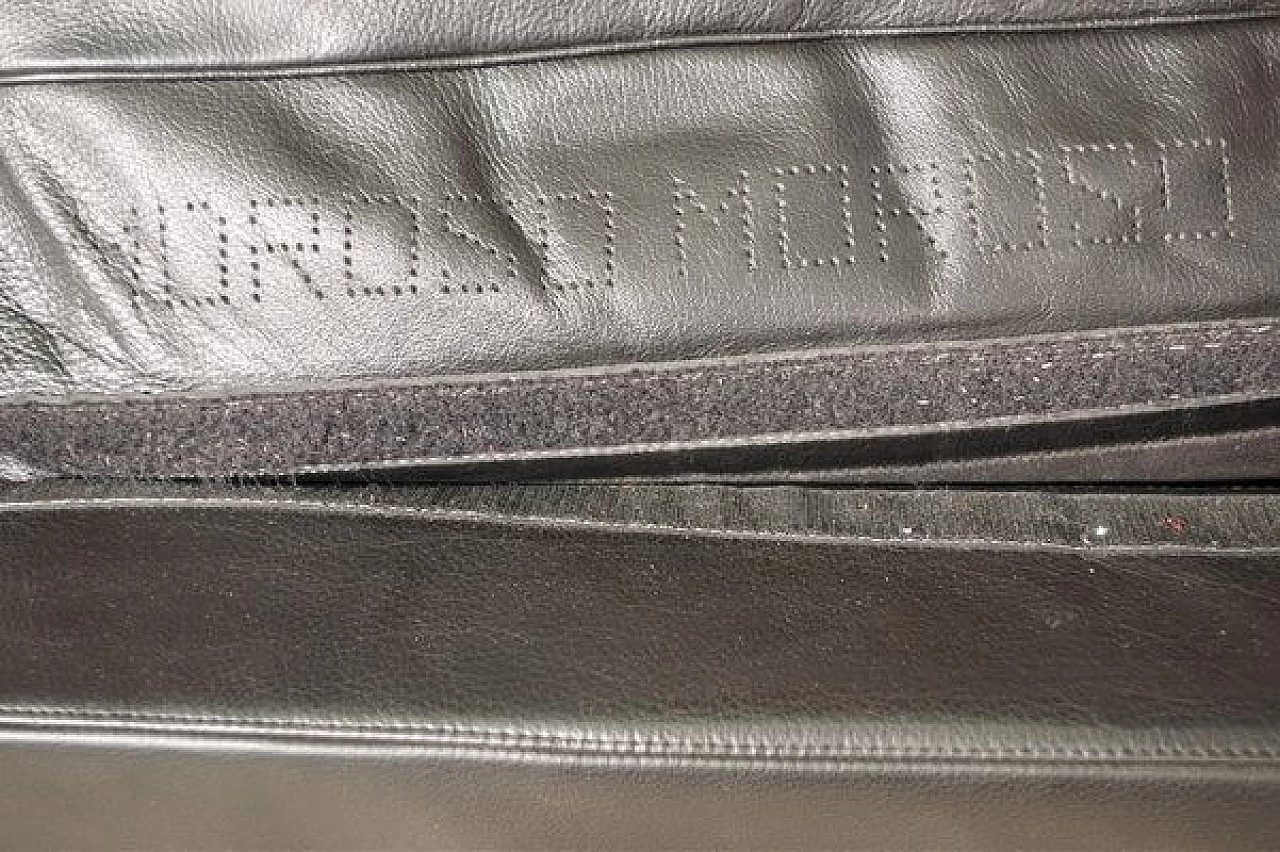 Coppia di poltrone e divano in pelle nera di Moroso, anni '80 5