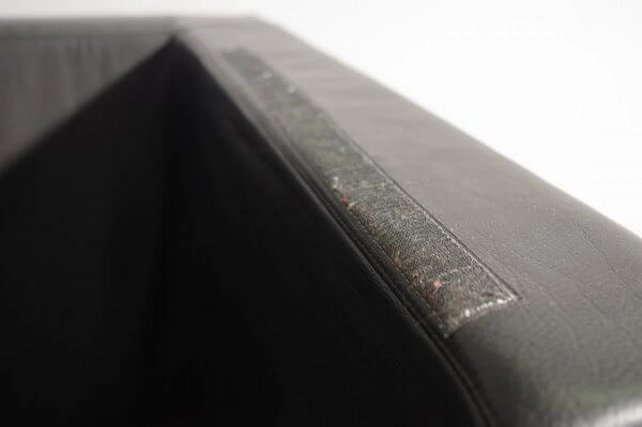 Coppia di poltrone e divano in pelle nera di Moroso, anni '80 7