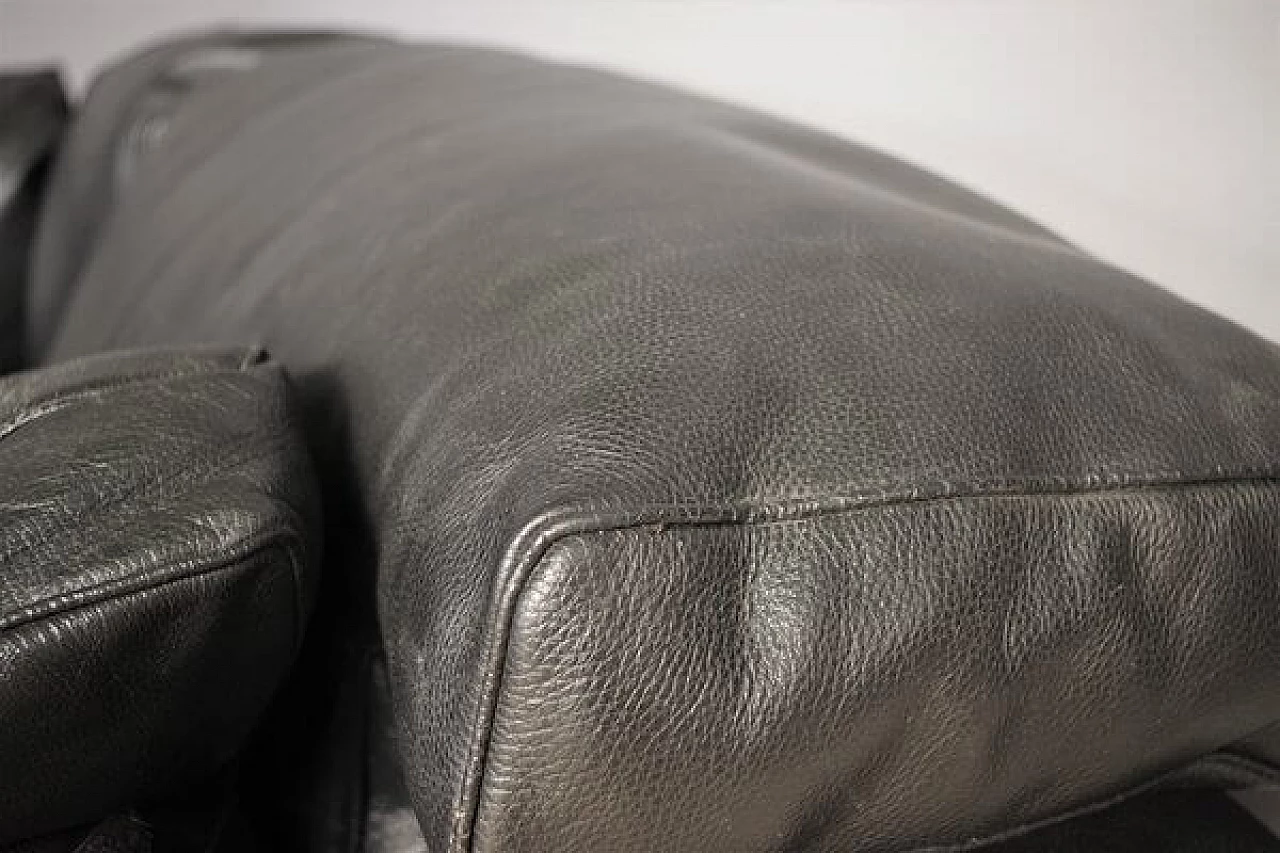 Coppia di poltrone e divano in pelle nera di Moroso, anni '80 18