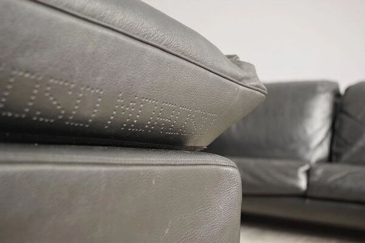 Coppia di poltrone e divano in pelle nera di Moroso, anni '80 39