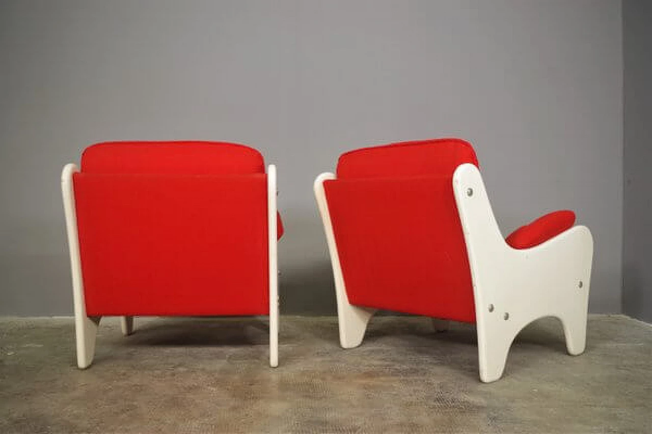 Pair of red and white armchairs, 1970s 16