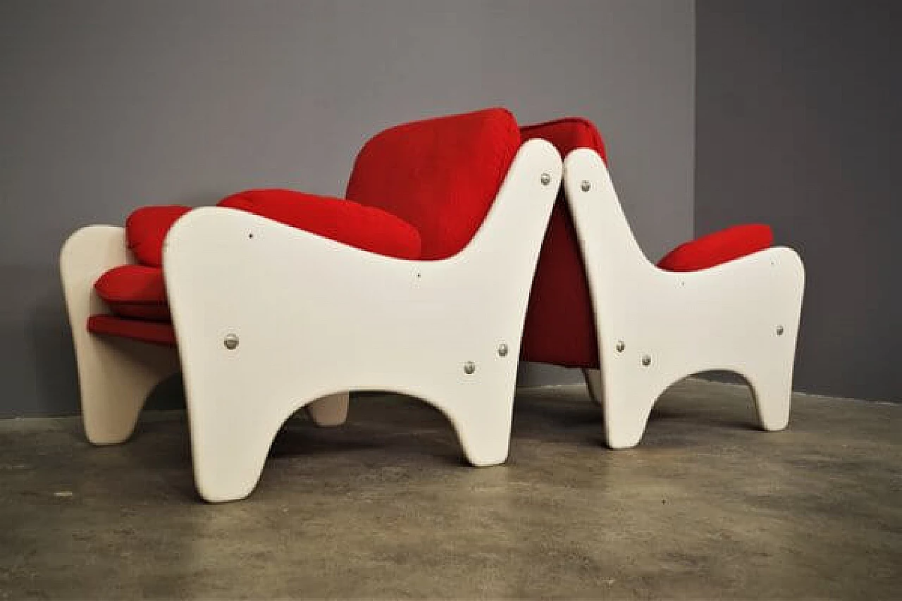 Pair of red and white armchairs, 1970s 20