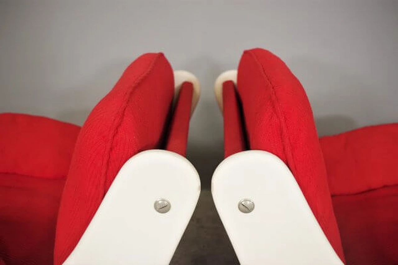 Pair of red and white armchairs, 1970s 22