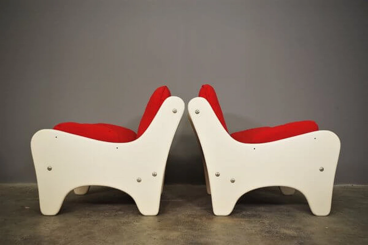Pair of red and white armchairs, 1970s 24