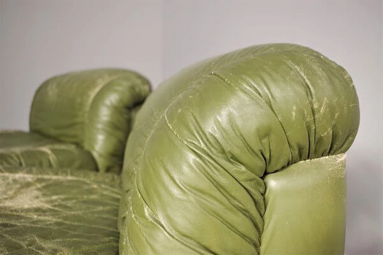 Pair of green eco-leather armchairs, 1970s 5