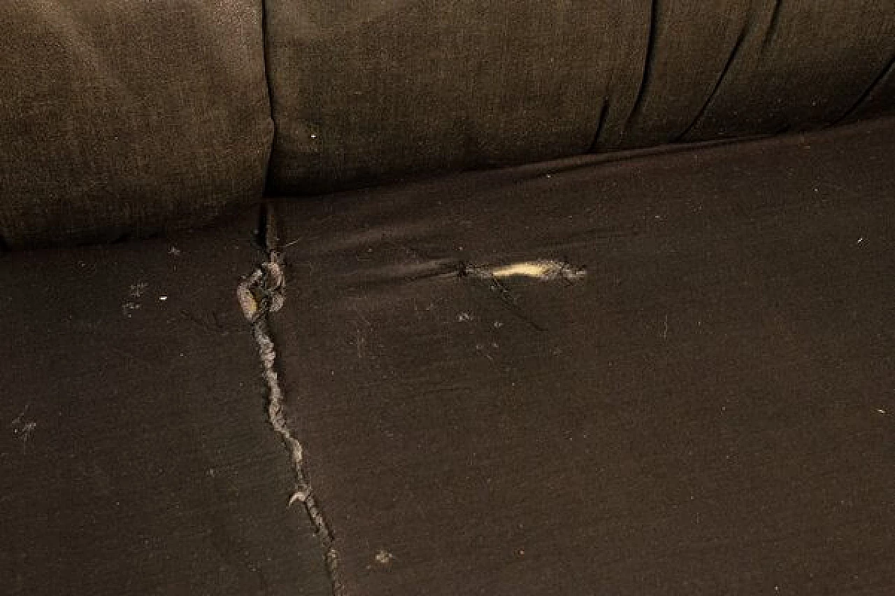 Black leatherette three-seater sofa, 1970s 1