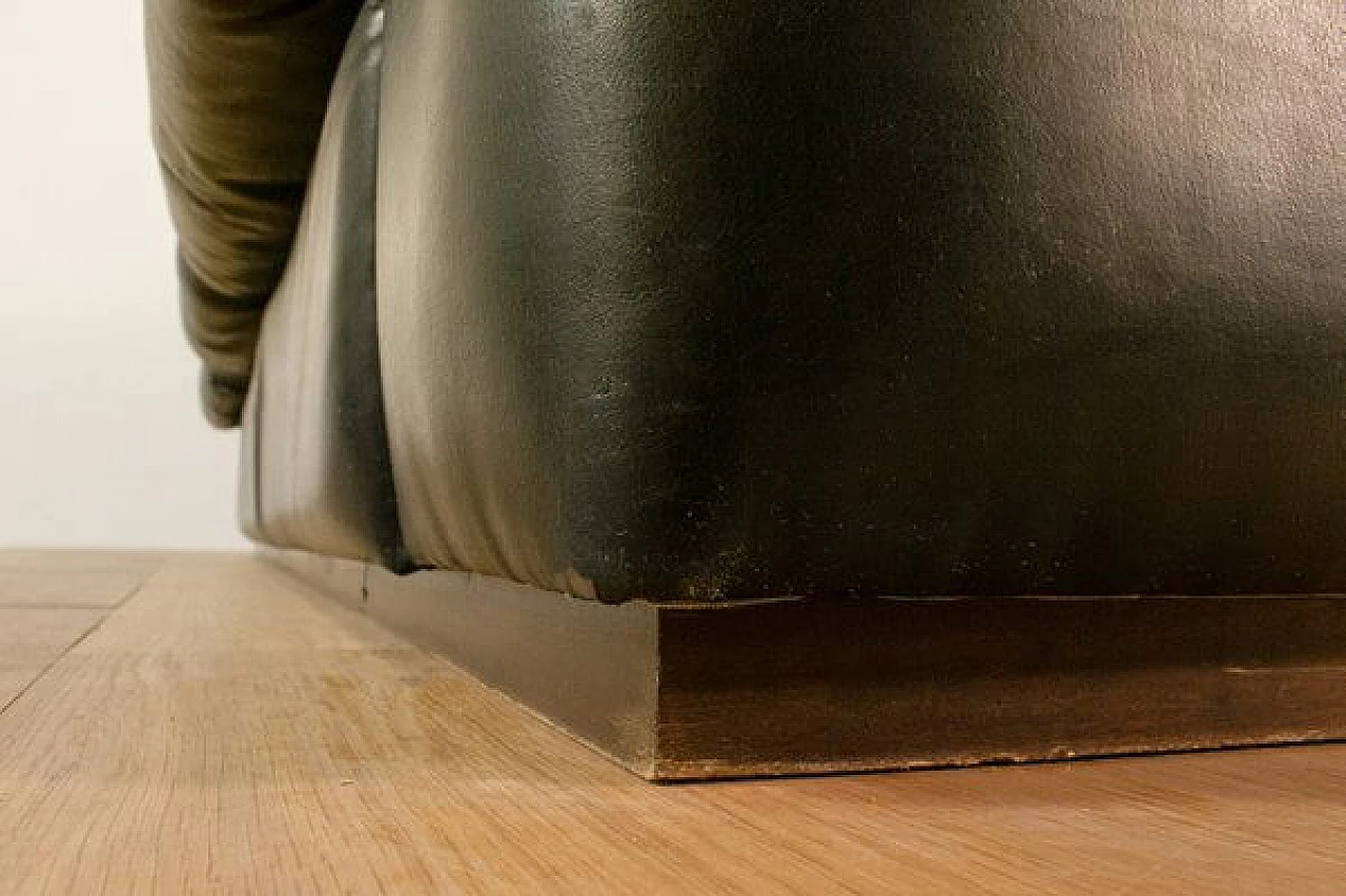 Black leatherette three-seater sofa, 1970s 2