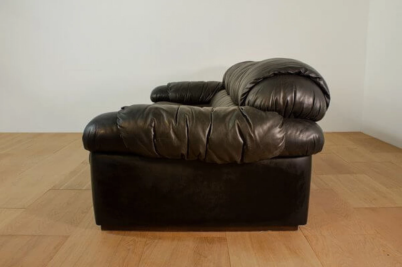 Black leatherette three-seater sofa, 1970s 5
