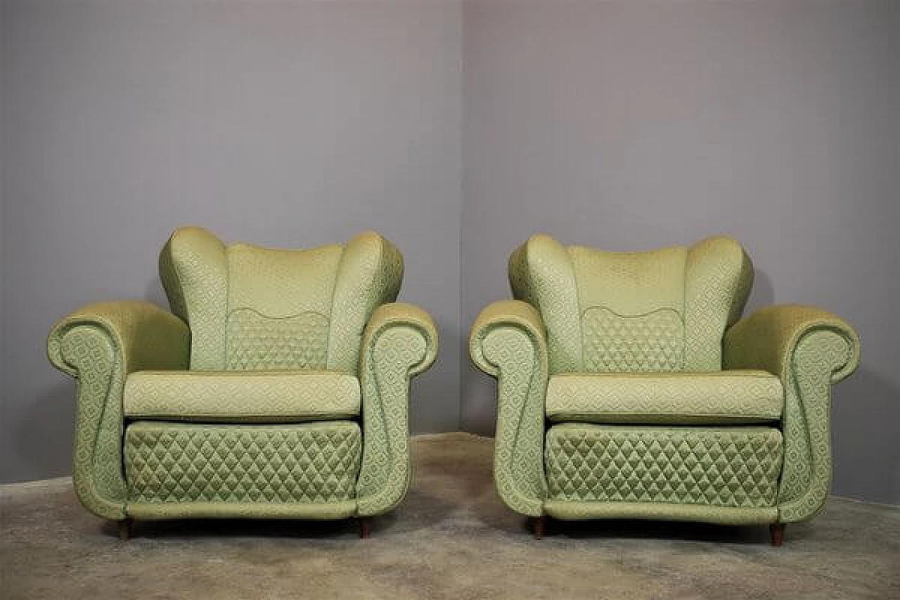Pair of Polo Buffa style fan armchairs, 1950s 1460373