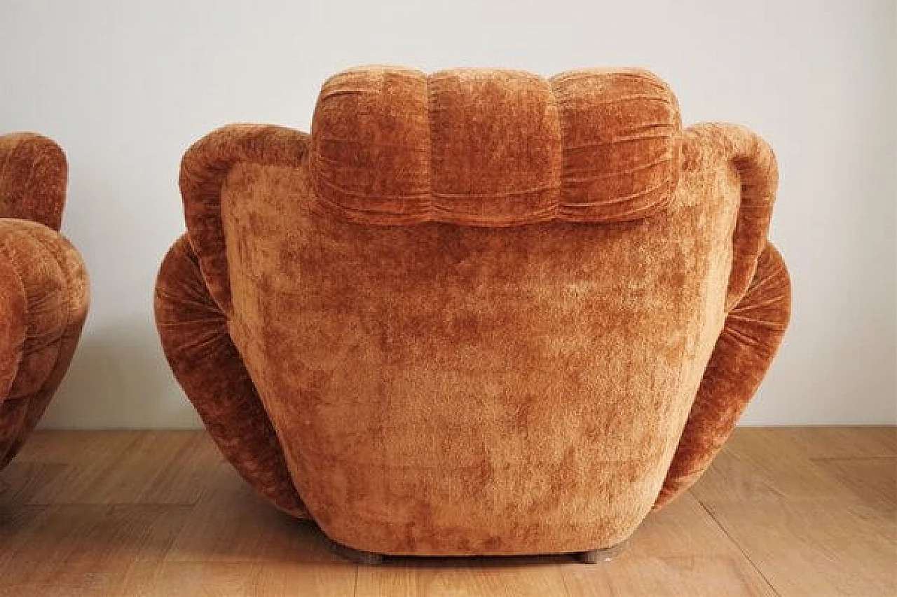 Pair of velvet armchairs and sofa, 1970s 14