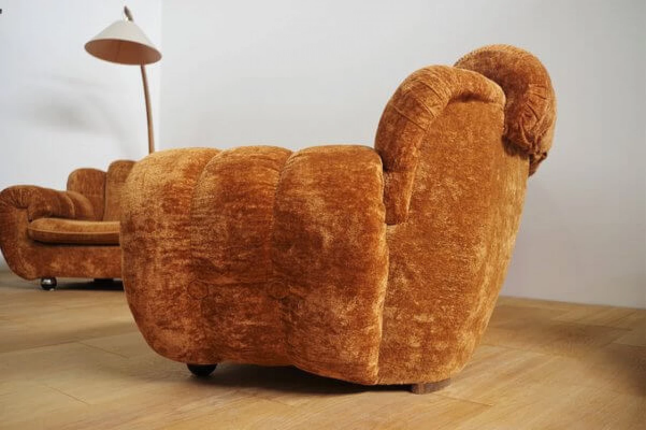 Pair of velvet armchairs and sofa, 1970s 16