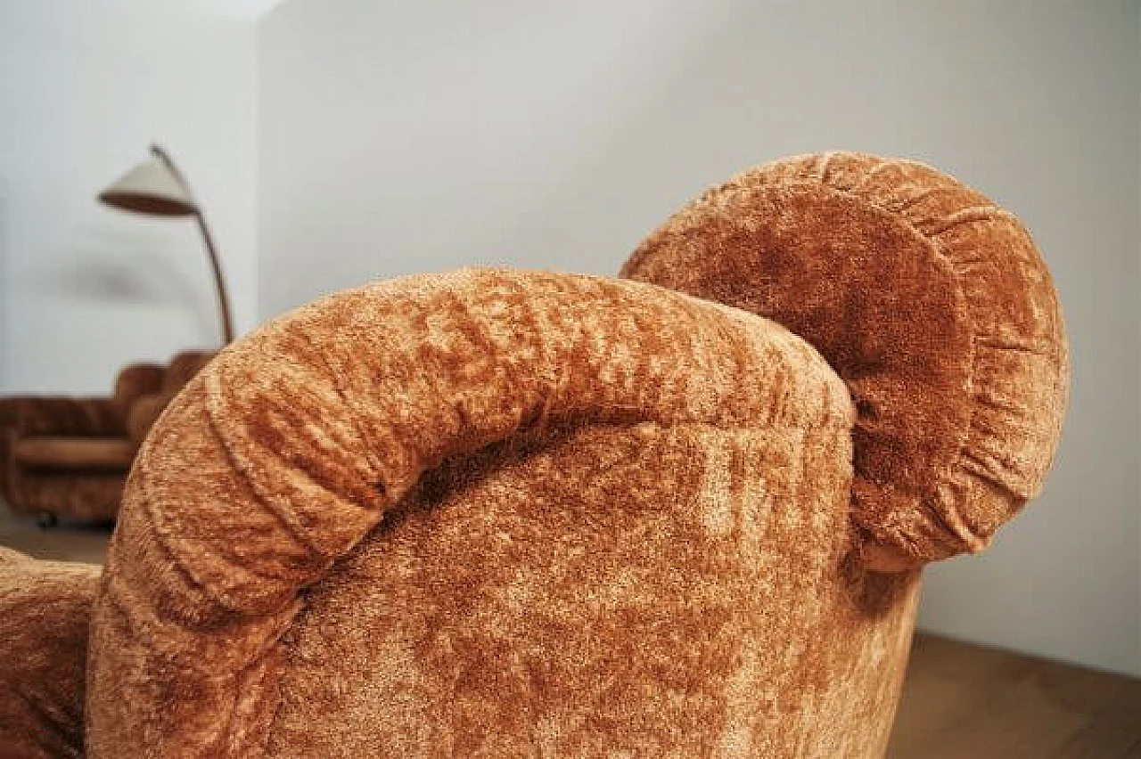 Pair of velvet armchairs and sofa, 1970s 18