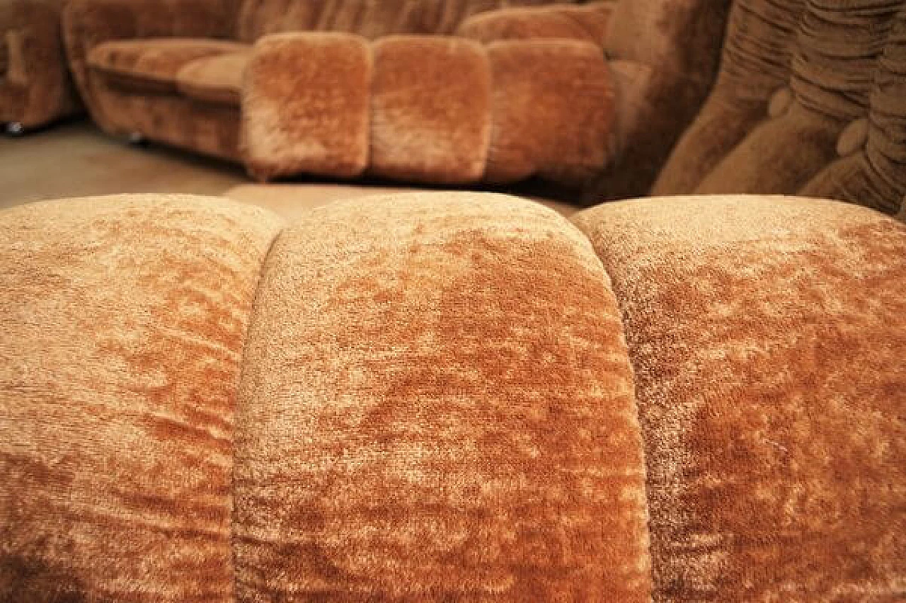 Pair of velvet armchairs and sofa, 1970s 21