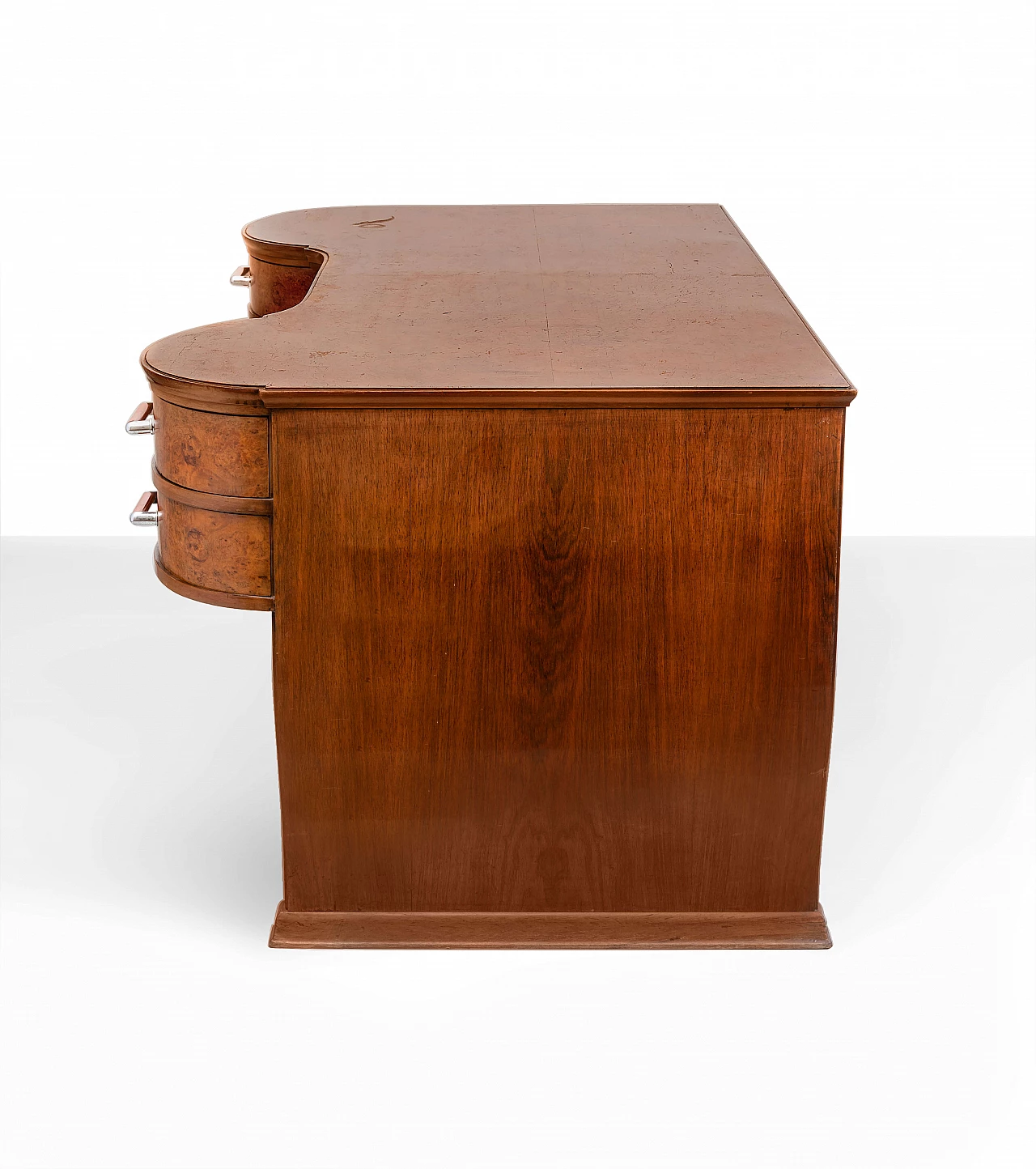 Art Deco curved desk in wood and briarwood, 1930s 4