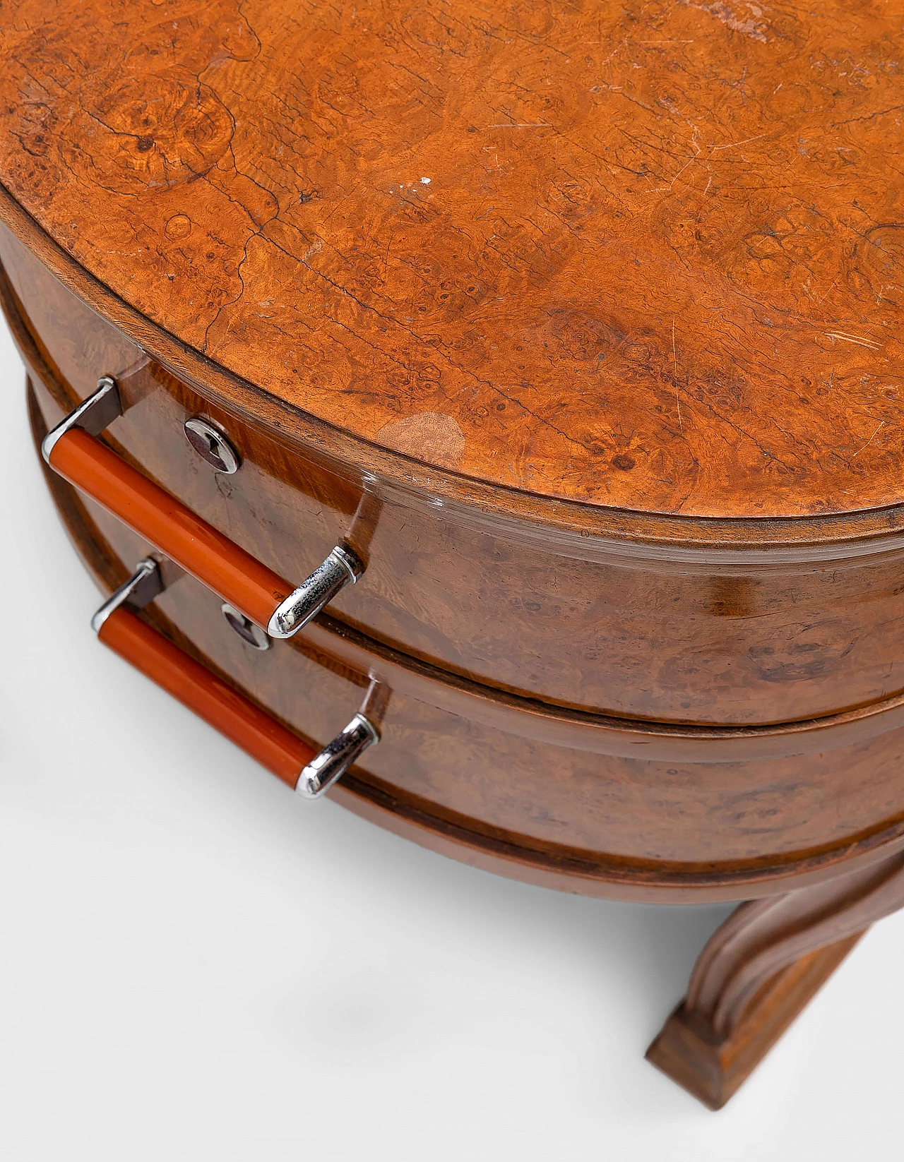 Art Deco curved desk in wood and briarwood, 1930s 5