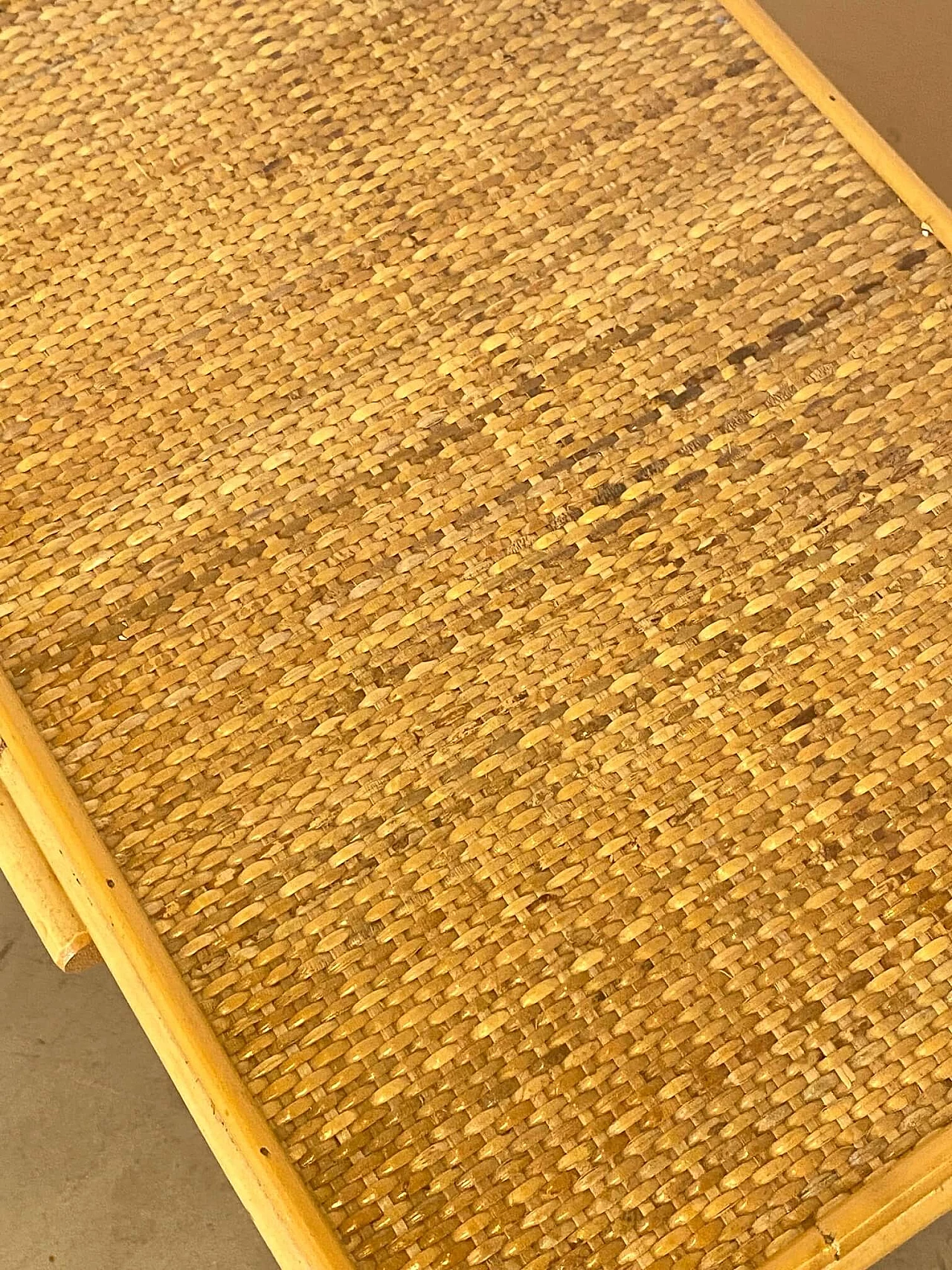 Pair of bedside tables in wicker and bamboo, 1970s 2