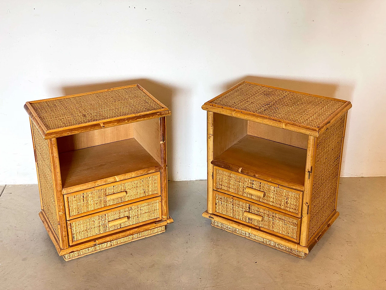 Pair of bamboo bedside tables, 1970s 3