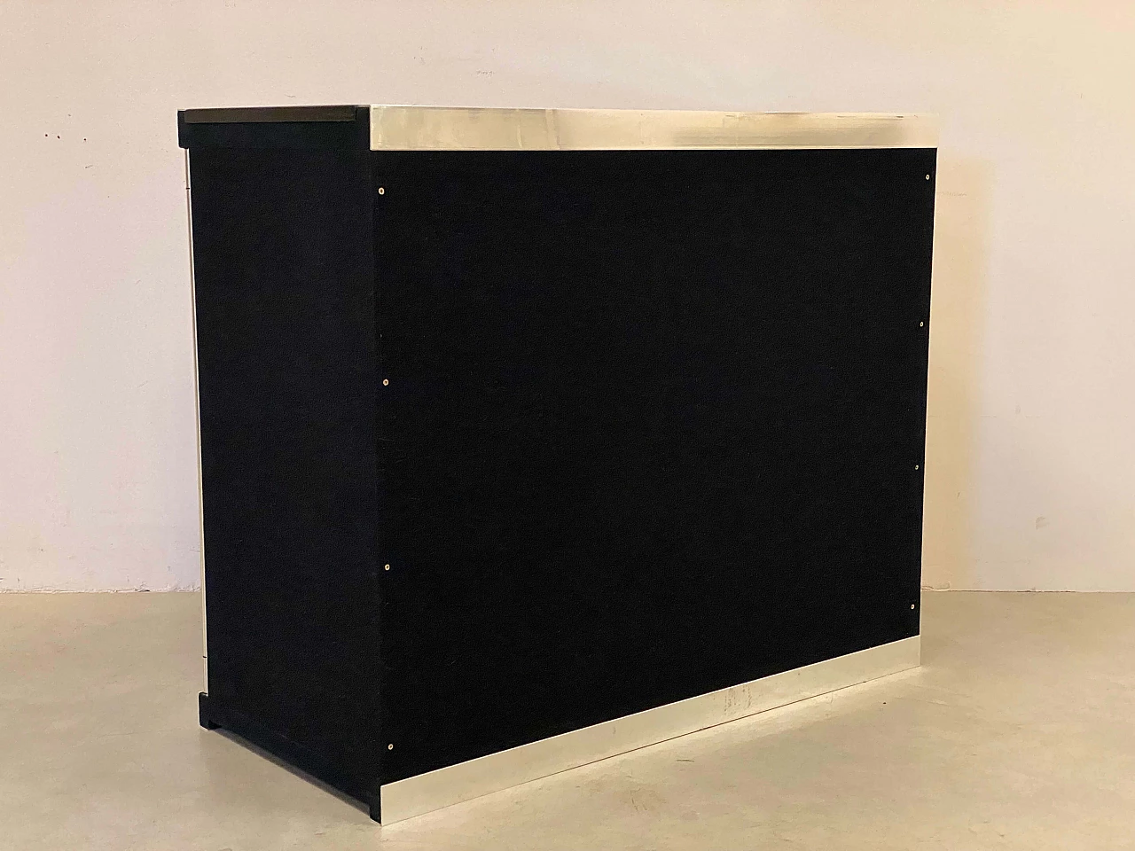 Black felt and steel sideboard by Guido Faleschini for Hermès, 1970s 4