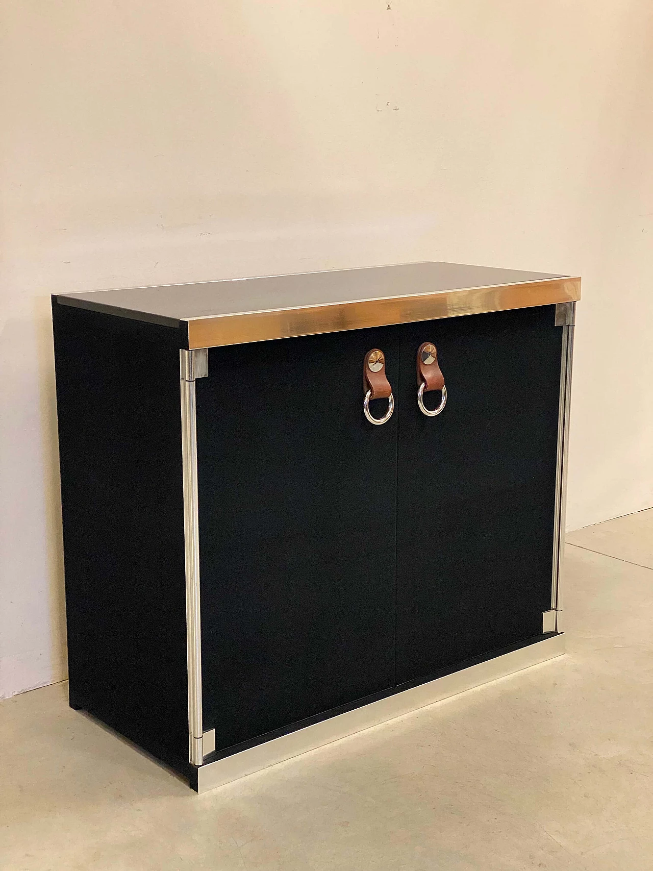 Black felt and steel sideboard by Guido Faleschini for Hermès, 1970s 12