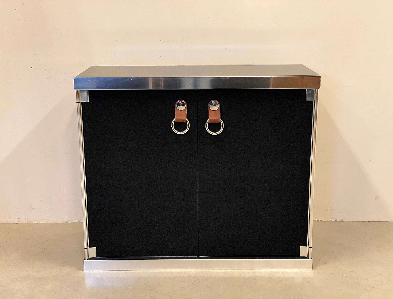 Black felt and steel sideboard by Guido Faleschini for Hermès, 1970s 13