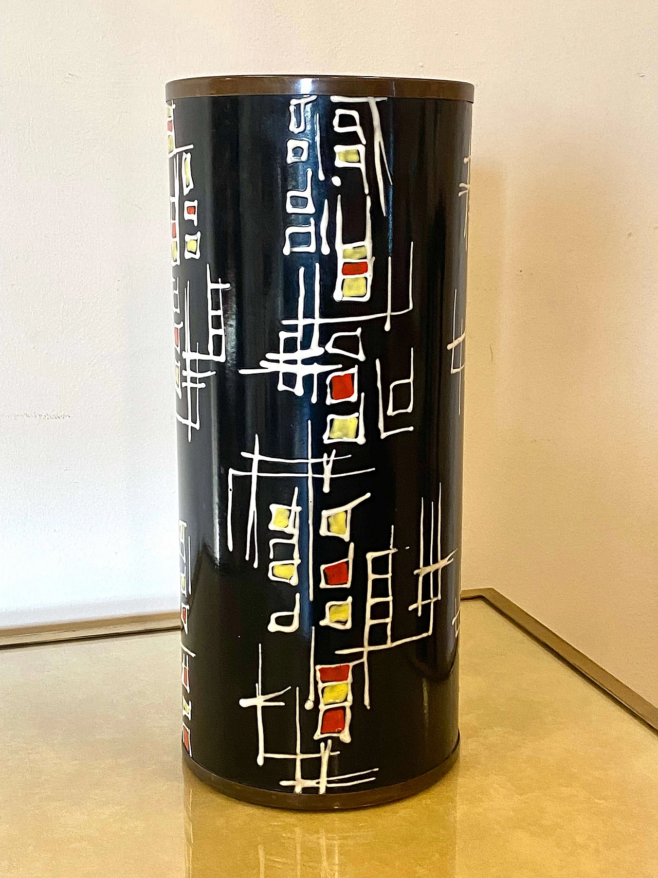 Enameled copper umbrella stand, 1960s 5