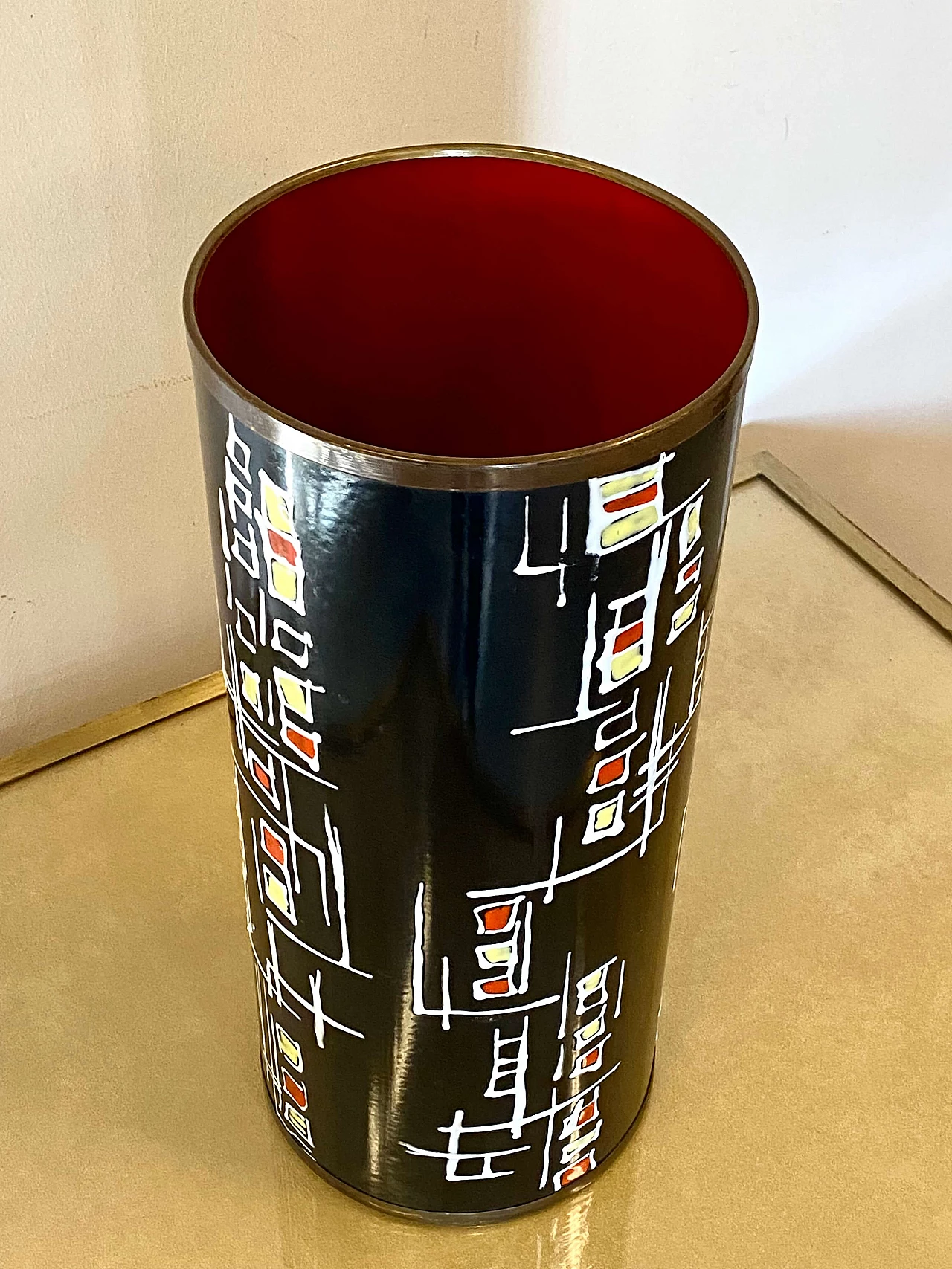 Enameled copper umbrella stand, 1960s 6