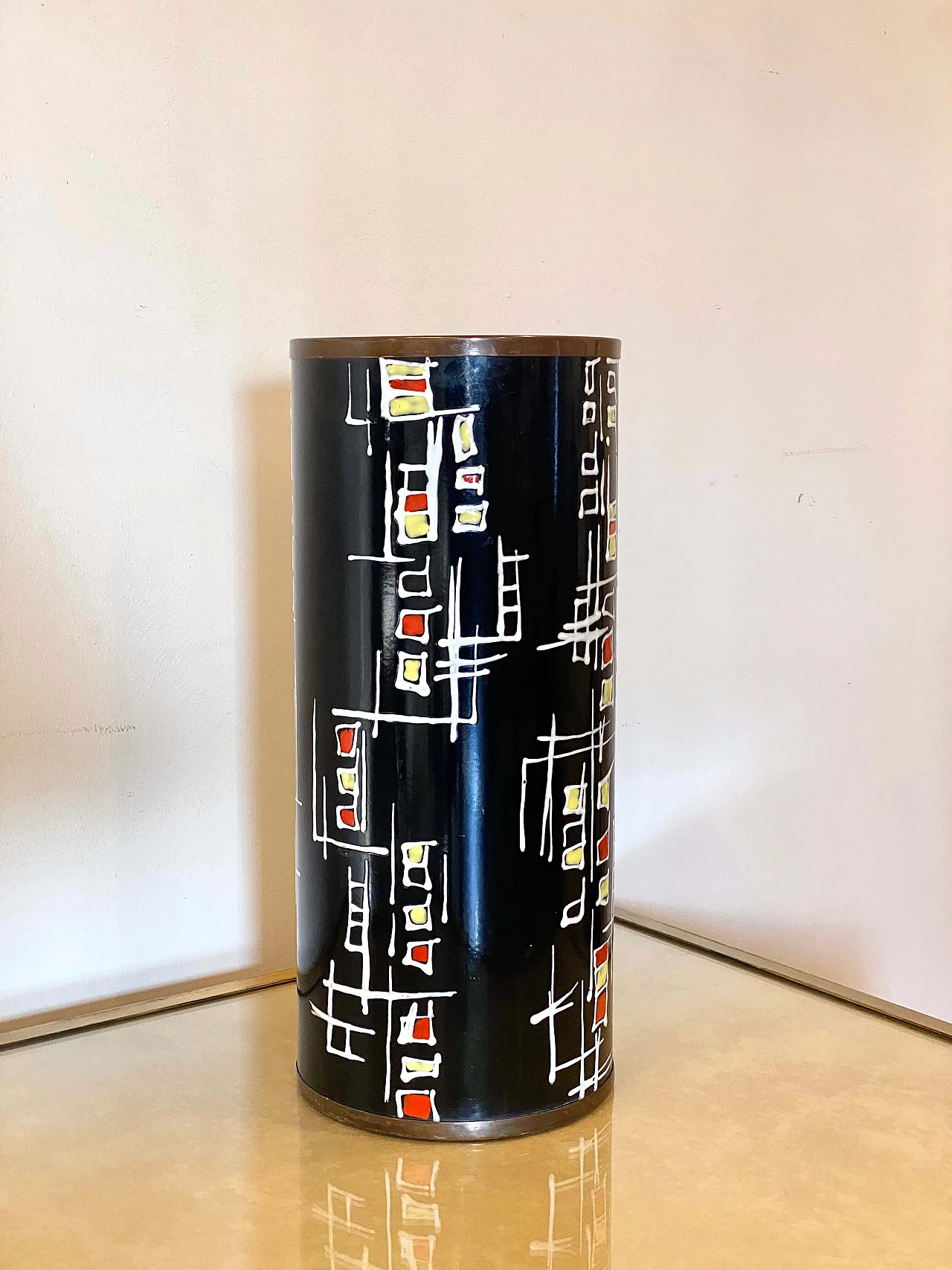 Enameled copper umbrella stand, 1960s 7