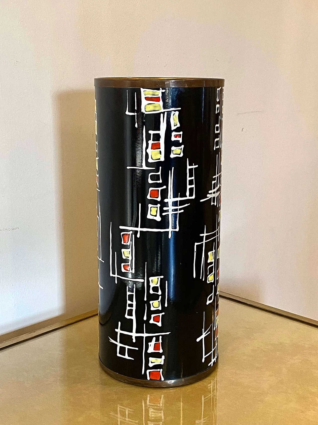 Enameled copper umbrella stand, 1960s 8