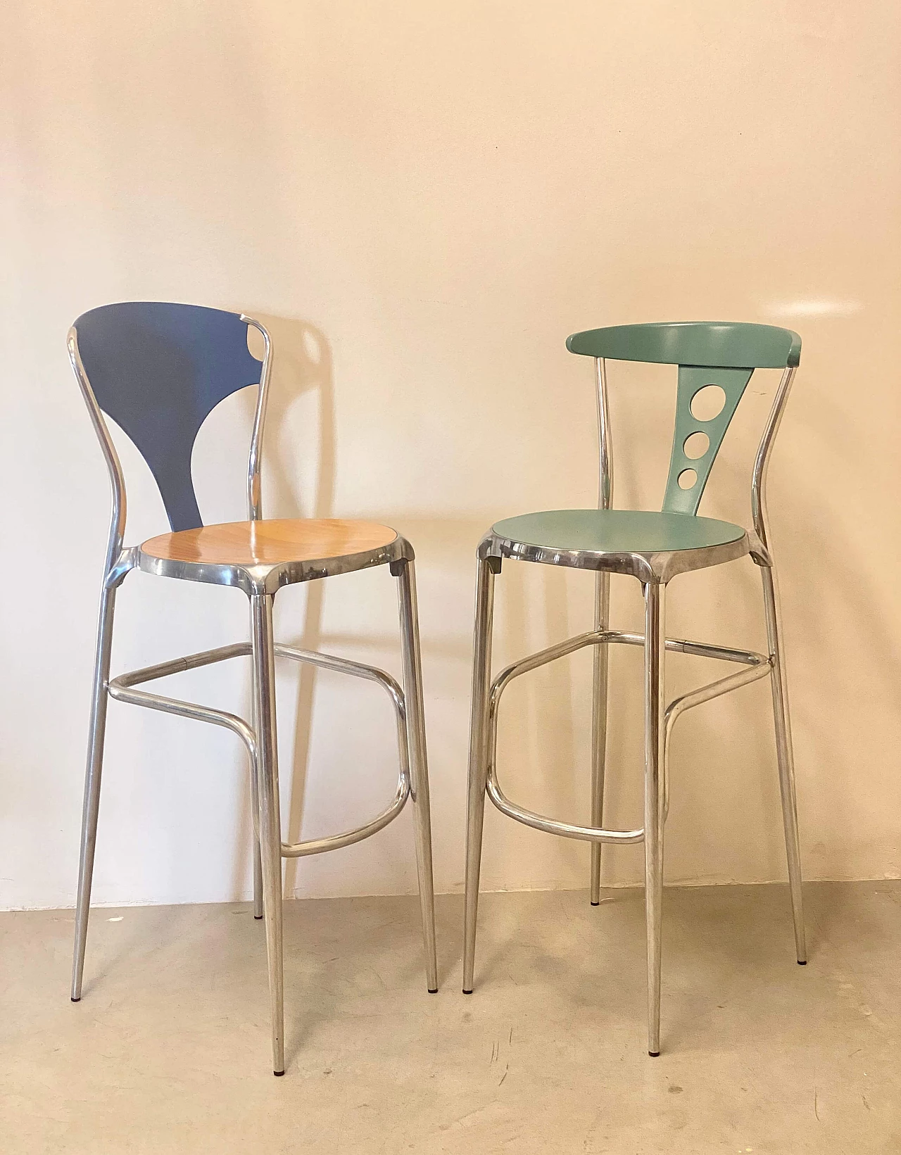 Pair of bar stools by Origlia, 1980s 1