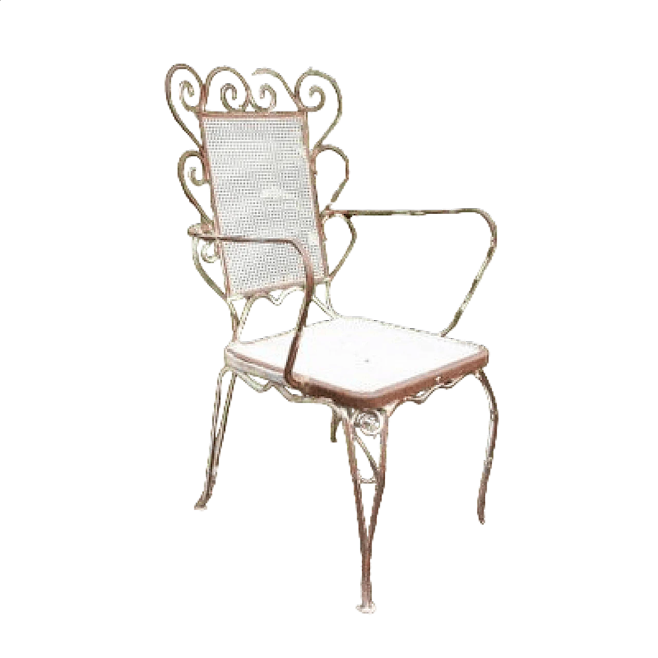 4 Chairs in white wrought iron, 1950s 14
