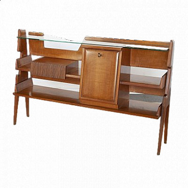 Walnut bookcase with crystal top by Gio Ponti and Vittorio Dassi, 1950s