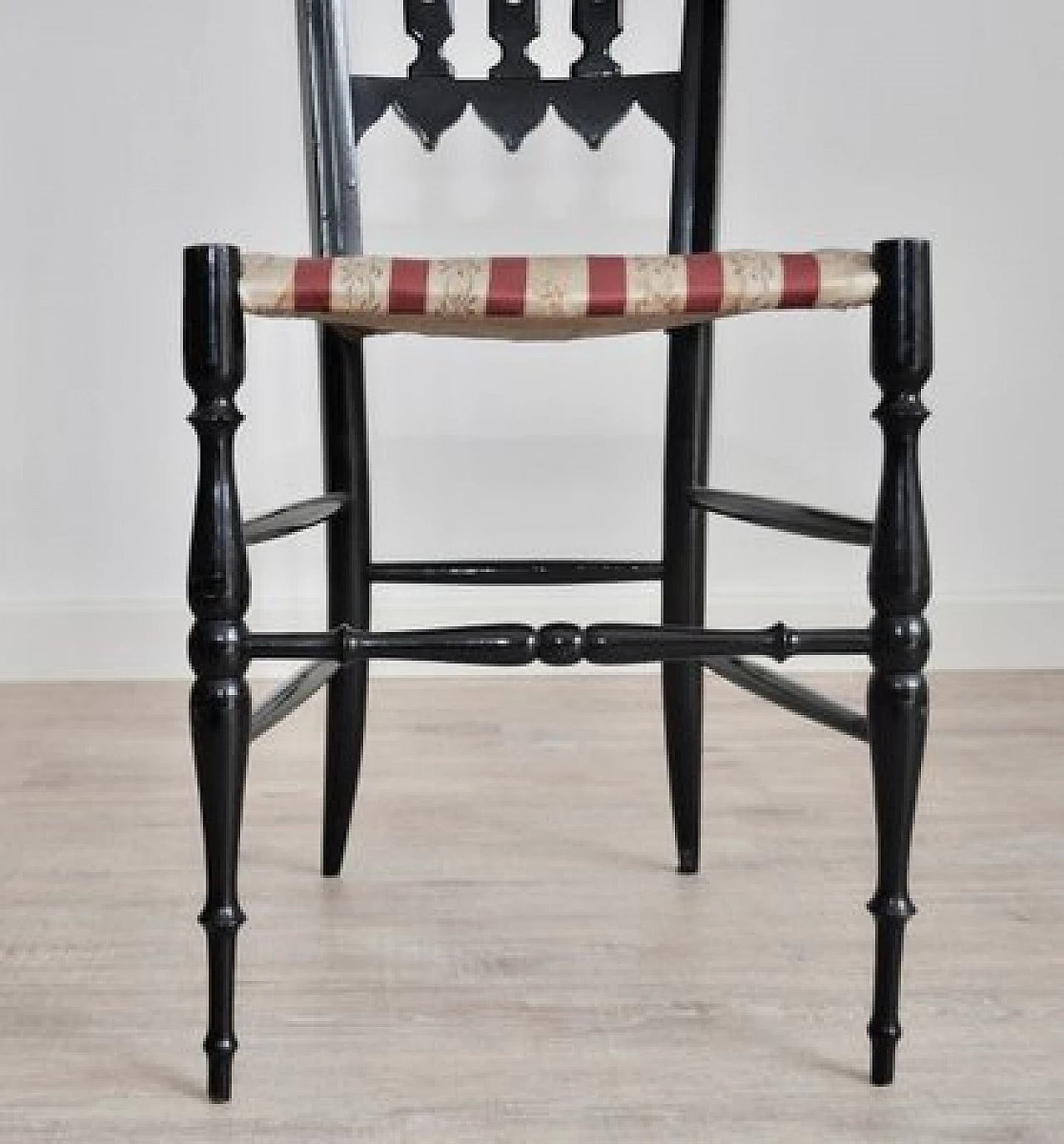 Coppia di sedie in legno e tessuto di Gio Ponti, anni '50 7