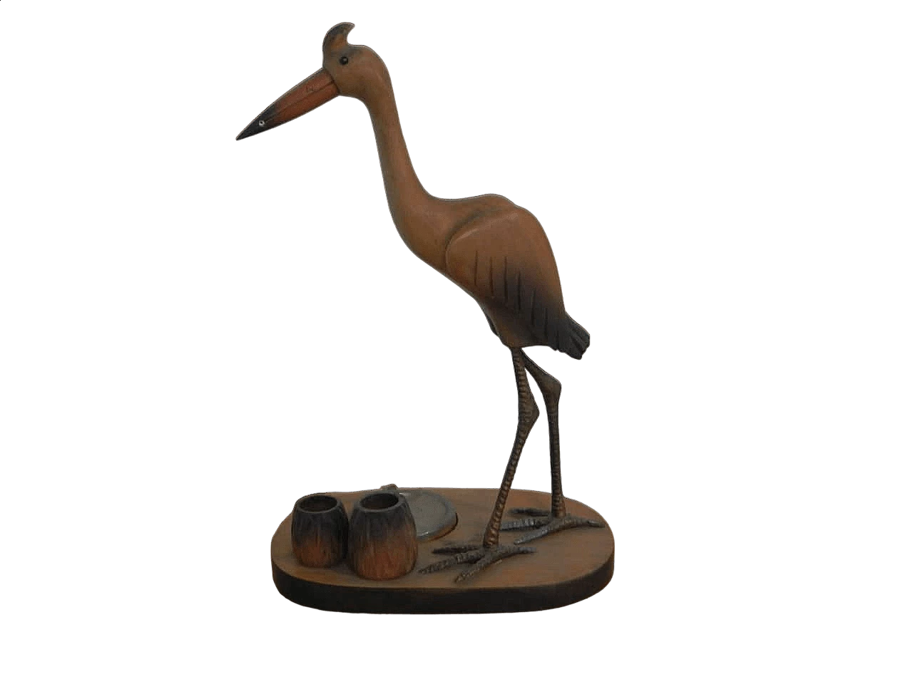 Maple wood and metal ashtray and match box, 1970s 11