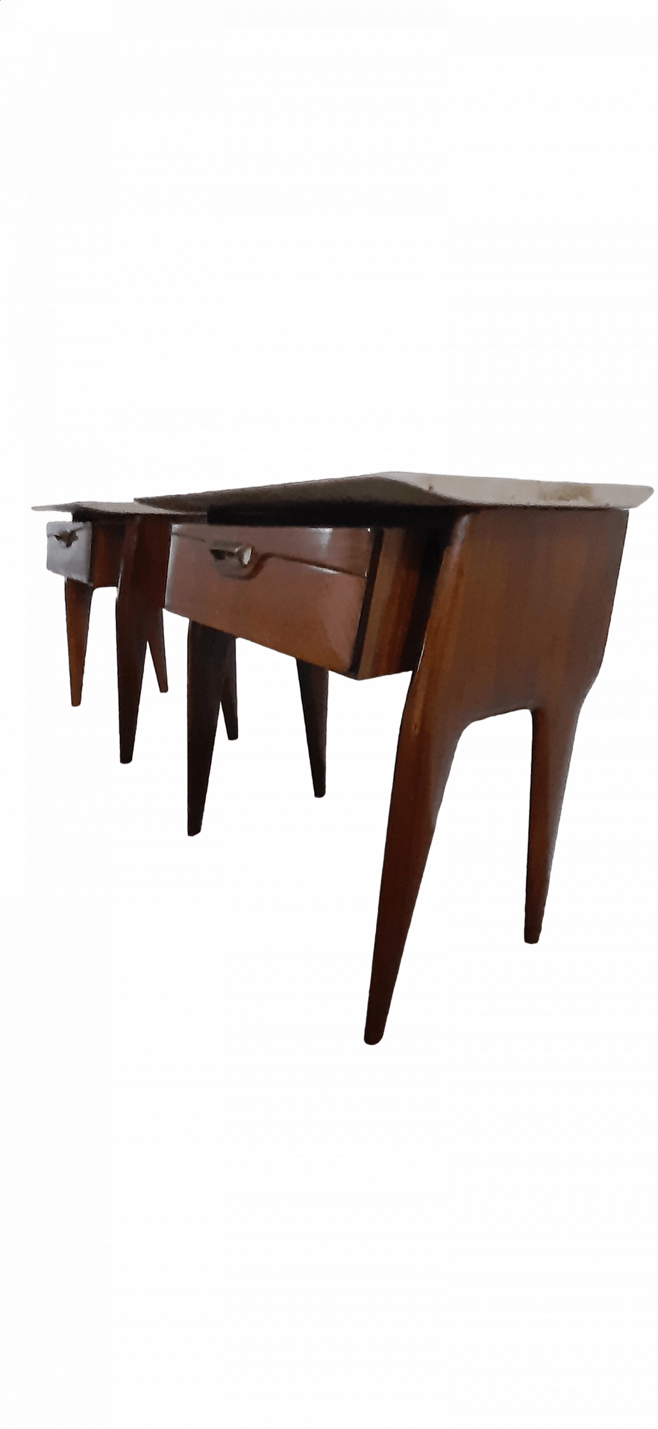 Pair of bedside tables in rosewood and Carrara marble top, 1960s 10