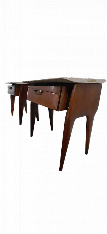 Pair of bedside tables in rosewood and Carrara marble top, 1960s