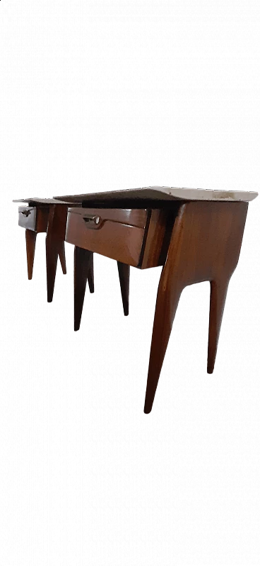 Pair of bedside tables in rosewood and Carrara marble top, 1960s