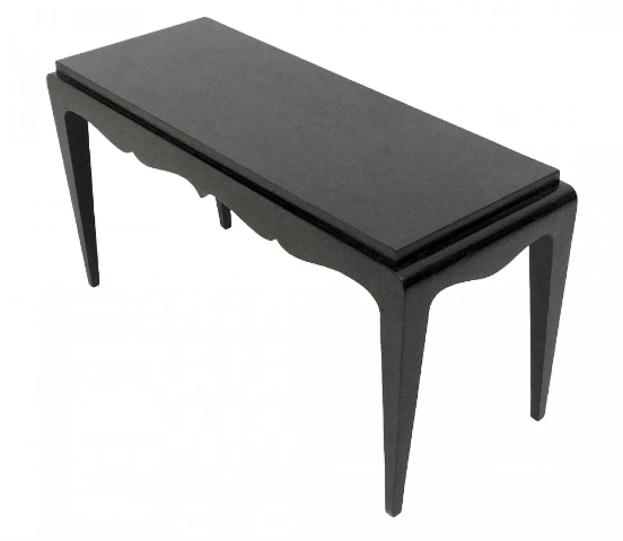 Black lacquered oak bench, 1930s 1