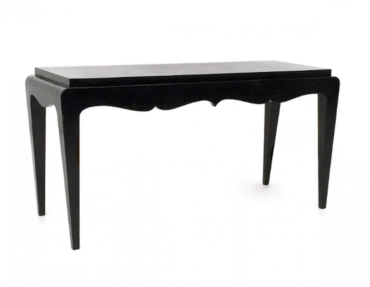 Black lacquered oak bench, 1930s 3