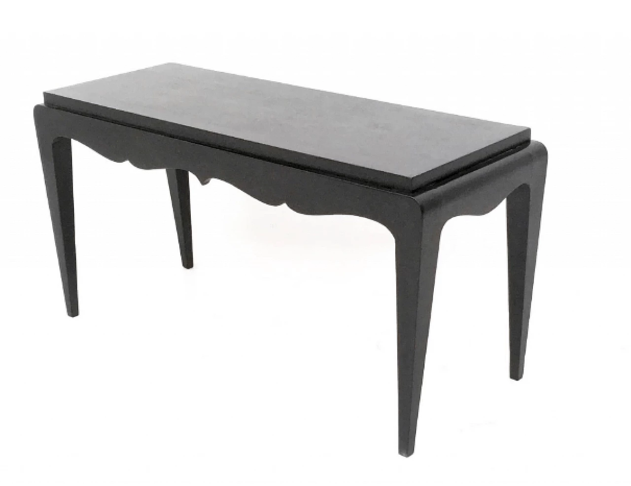 Black lacquered oak bench, 1930s 4