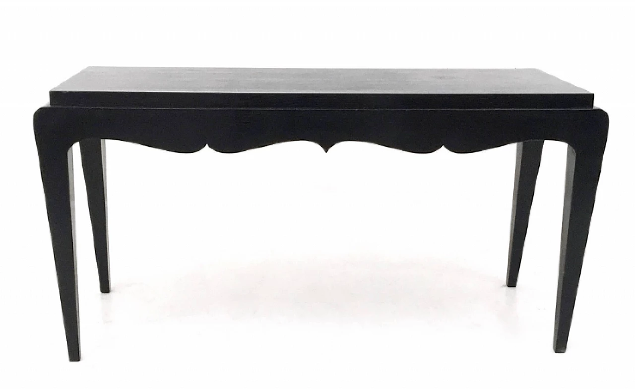 Black lacquered oak bench, 1930s 5