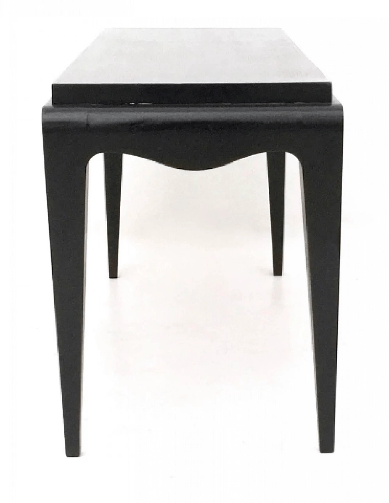 Black lacquered oak bench, 1930s 6