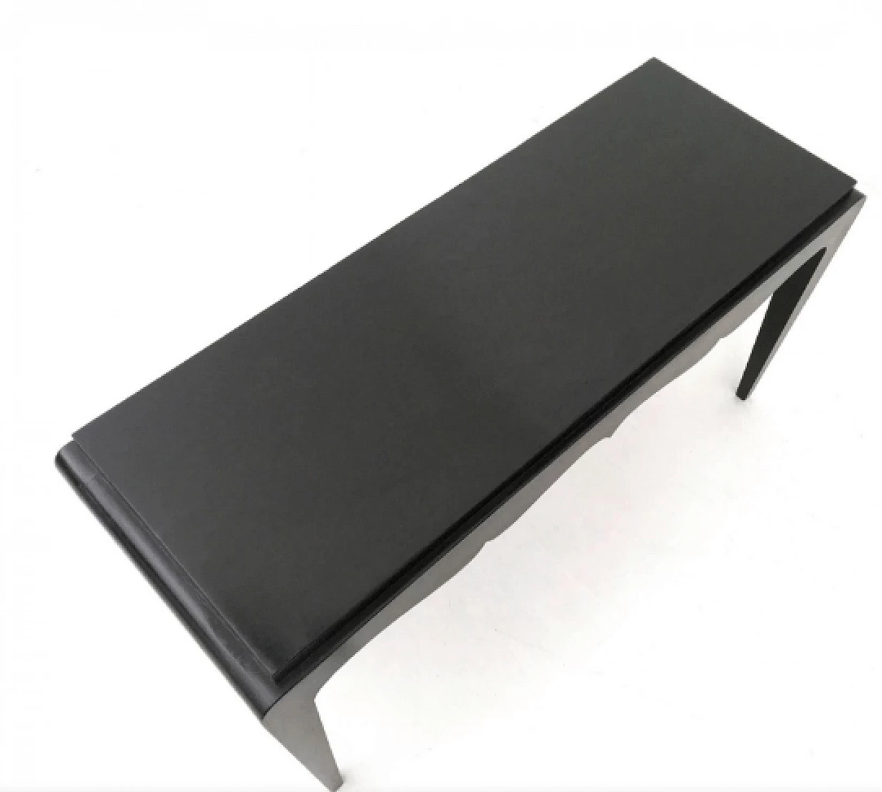 Black lacquered oak bench, 1930s 8