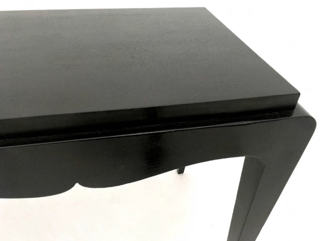 Black lacquered oak bench, 1930s 9