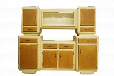 Honeycombed wooden pantry with display case, 1950s
