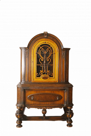 Carved wooden showcase with large drawer, 1940s