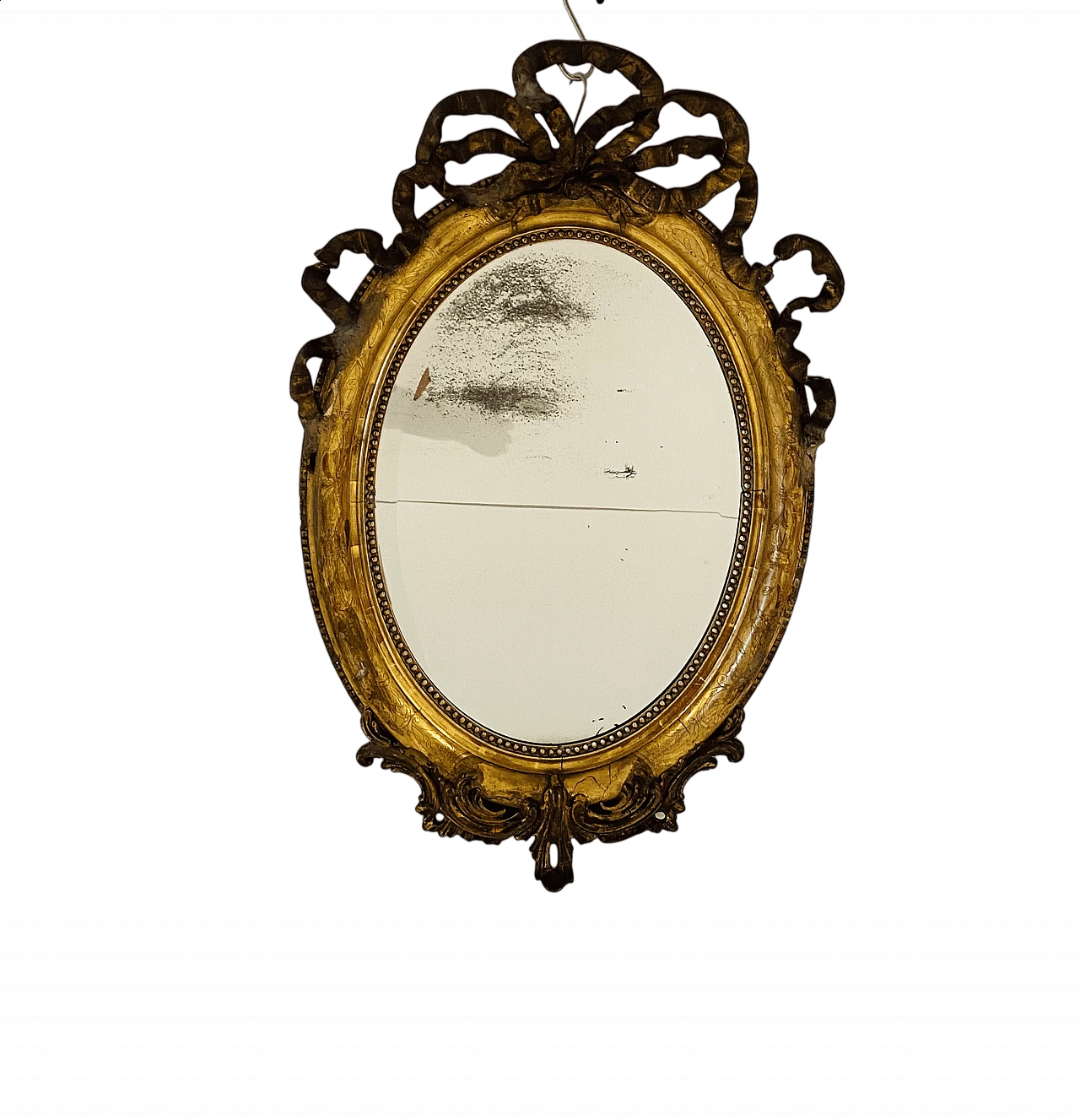 Mirror with inlaid wooden frame with gold leaf finish, 19th century 10