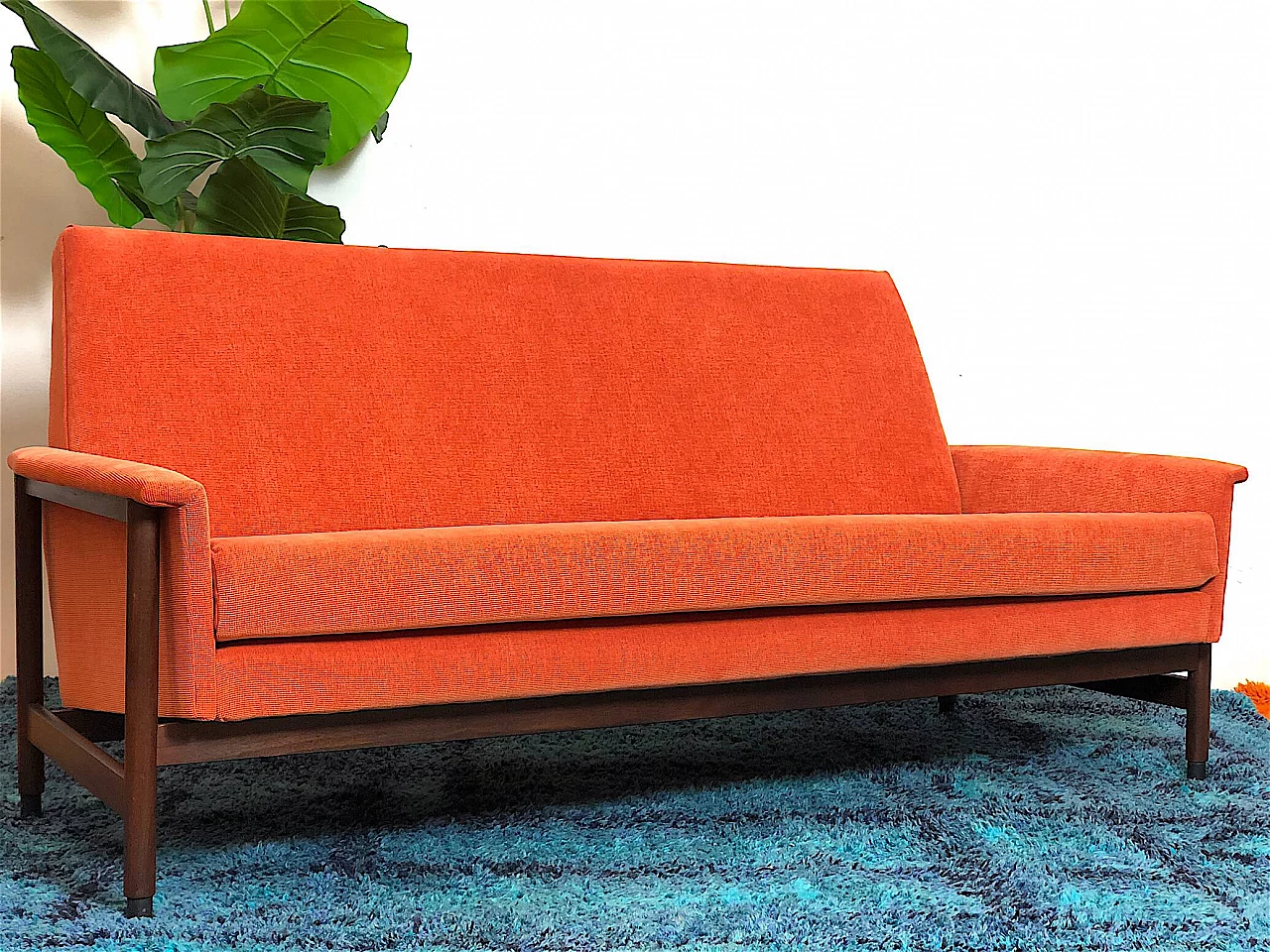 Sofa with orange fabric by Gigi Radice for Minotti, 1960s 2
