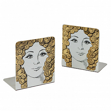 Pair of bookends by Piero Fornasetti with silkscreen printing