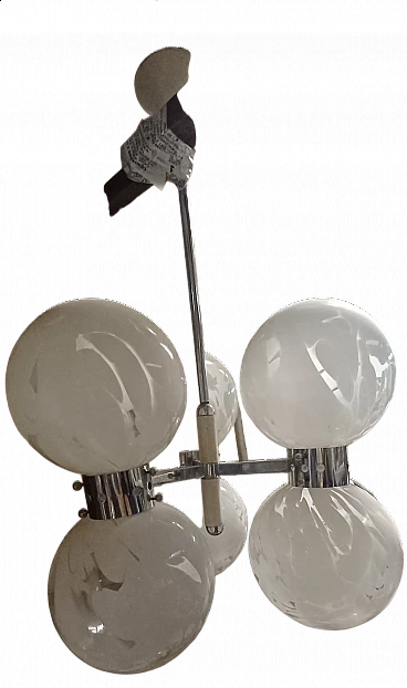 Six-light Murano glass chandelier by Carlo Nason for Mazzega, 1970s